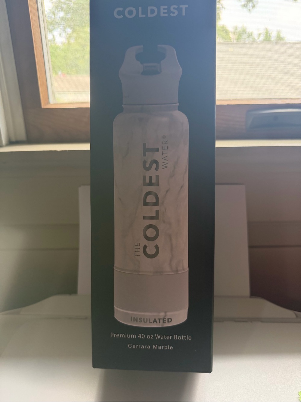 Coldest Carrara Marble Insulated 40 oz Water Bottle - White/Gray
